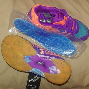 Colorful Purple Teal & Orange Comfortable Sneakers sz 6 w\Shock Abso Gel Insoles